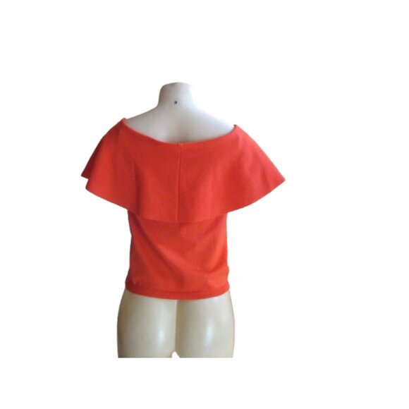 Ann Taylor Factory Orange Off-The-Shoulder Knit Top M - Picture 3 of 4